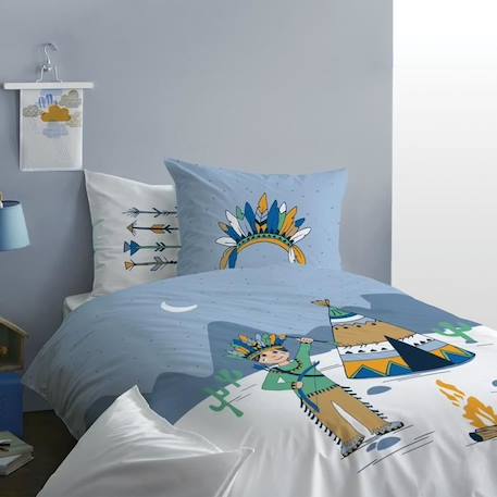 Parure de lit enfant - imprimé fantaisie  - 100% coton 140 x 200 cm Bleu BLEU 1 - vertbaudet enfant 