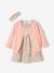 Ensemble bébé fille 3 pièces robe cardigan bandeau bleu grisé+corail+vieux rose 17 - vertbaudet enfant 