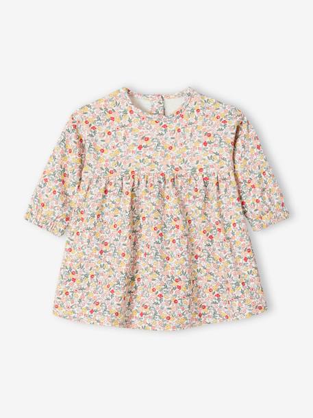 Ensemble bébé fille 3 pièces robe cardigan bandeau bleu grisé+corail+vieux rose 11 - vertbaudet enfant 