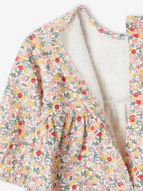 Ensemble bébé fille 3 pièces robe cardigan bandeau bleu grisé+corail+vieux rose 16 - vertbaudet enfant 
