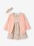 Ensemble bébé fille 3 pièces robe cardigan bandeau bleu grisé+corail+vieux rose 10 - vertbaudet enfant 