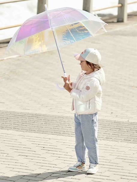 Doudoune fille légère effet brillant écru+métallisée arc-en-ciel 3 - vertbaudet enfant 