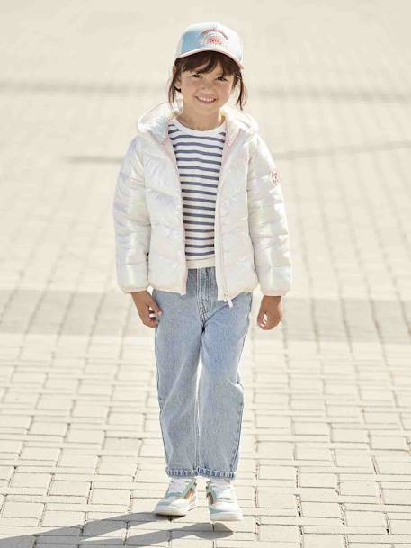 Doudoune fille légère effet brillant écru+métallisée arc-en-ciel 2 - vertbaudet enfant 