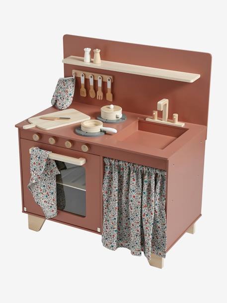 Cuisine en bois FSC® équipée avec rideau framboise+multicolore 4 - vertbaudet enfant 