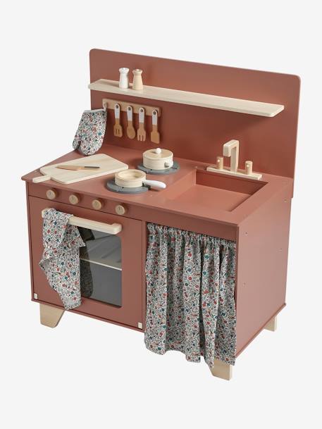 Cuisinette équipée avec rideau - en bois FSC® framboise+multicolore 4 - vertbaudet enfant 