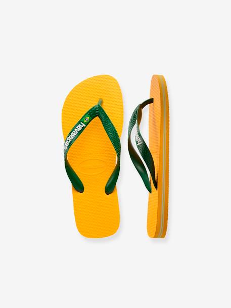Tongs enfant Brasil Logo jaune+pêche 6 - vertbaudet enfant 