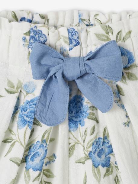 Short cérémonie en gaze de coton finitions écailles fille bleu+bleu imprimé+corail+rose nude 6 - vertbaudet enfant 