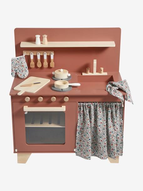 Cuisine en bois FSC® équipée avec rideau framboise+multicolore 12 - vertbaudet enfant 
