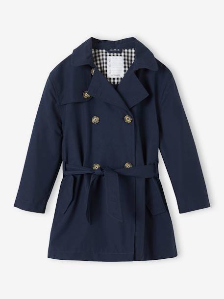 Trench fille avec capuche amovible marine 2 - vertbaudet enfant 
