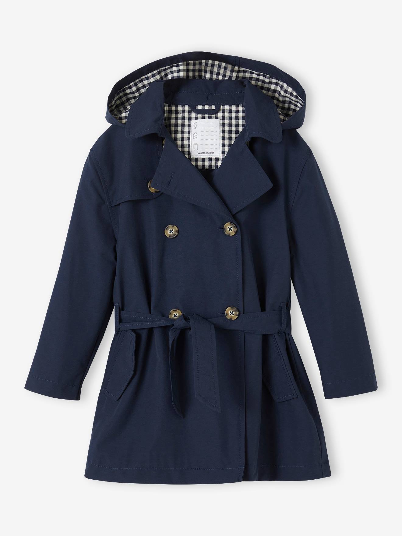 Ciré Bébé Fille VERTBAUDET Capuche Doublée - Imprimé Fleurs, Bleu Nuit - Taille 24 Mois (86 Cm)