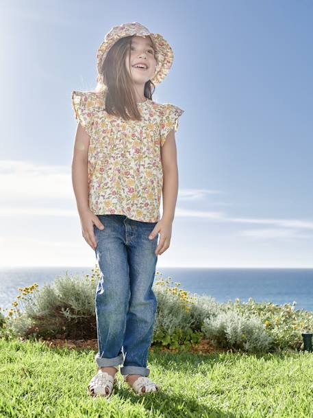Jean fille droit MorphologiK tour de hanches Medium bleu foncé+stone 10 - vertbaudet enfant 