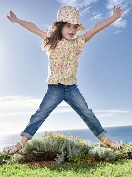 Sandales scratchées cuir enfant collection maternelle écru+or 7 - vertbaudet enfant 