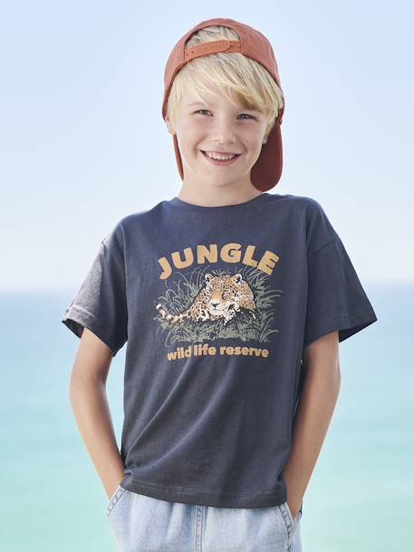 T-shirt motif animalier garçon anthracite+bleu grisé+écru 1 - vertbaudet enfant 