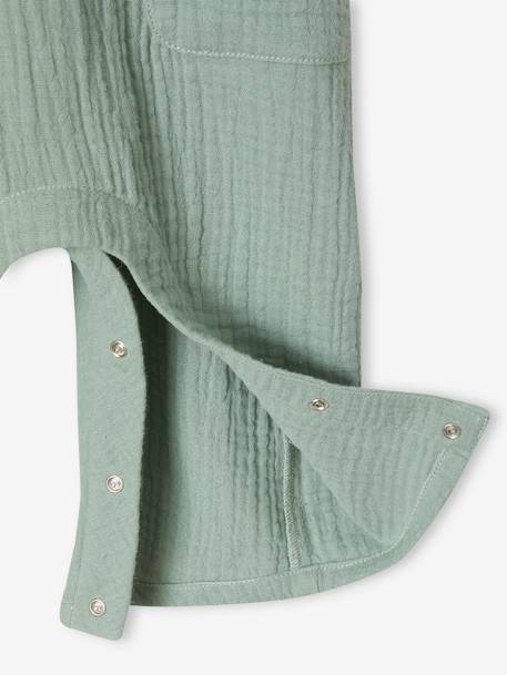 Combinaison bébé fille en gaze de coton manches courtes à volants caramel+vert sauge 9 - vertbaudet enfant 