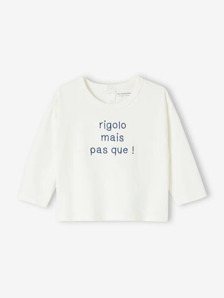 T-shirt message brodé personnalisable bébé en coton biologique bleu+écru 6 - vertbaudet enfant 