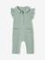 Combinaison bébé fille en gaze de coton manches courtes à volants caramel+vert sauge 6 - vertbaudet enfant 