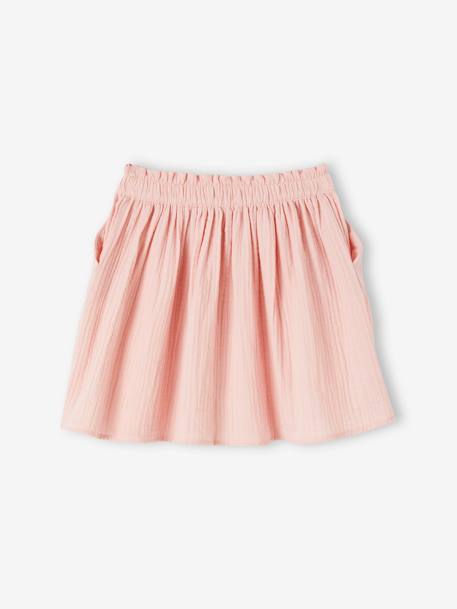 Jupe fille en gaze de coton beige+bleu grisé+rose+vert sauge+vieux rose+violet 10 - vertbaudet enfant 