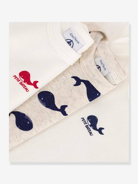 Lot 3 bodies manches courtes imprimé baleine blanc 3 - vertbaudet enfant 
