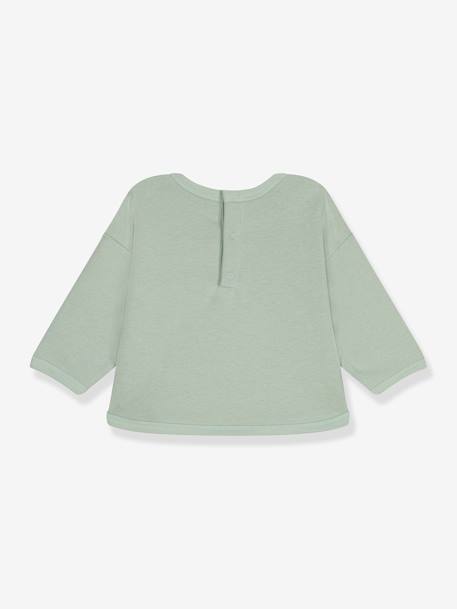 Sweat coeur fille PETIT BATEAU vert amande 2 - vertbaudet enfant 