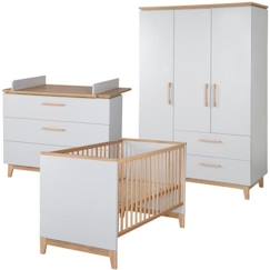 -ROBA Chambre Bébé Complète Caro - Lit 70x140 + Commode à Langer + Armoire (I)