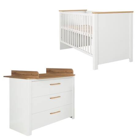 Ensemble de meubles pour bébés - ROBA - Ava - Lit à barreaux - Mixte - Blanc - Hauteur réglable - Bois - Laqué BLANC 1 - vertbaudet enfant 