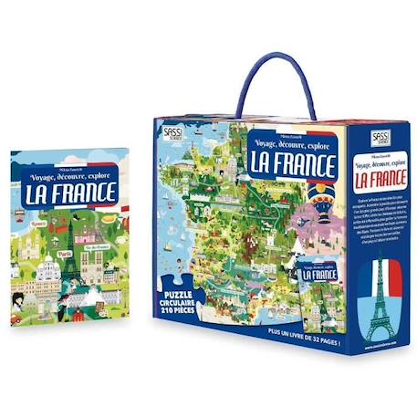 Puzzle & Livre - Voyagez, découvrez, explorez, La France BLEU 1 - vertbaudet enfant 