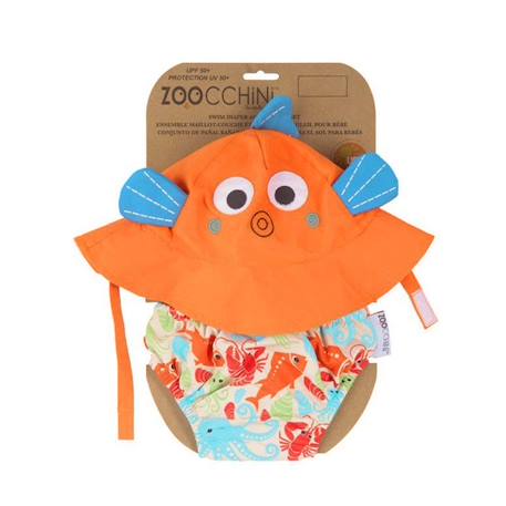 Maillot de bain - couche de bain et chapeau de soleil POISSON Orange ORANGE 1 - vertbaudet enfant 