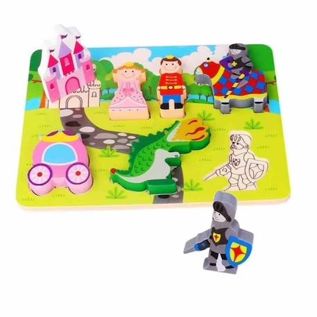 Puzzle en bois junior Princesse Tooky Toy - 7 pièces - Multicolore BLANC 1 - vertbaudet enfant 