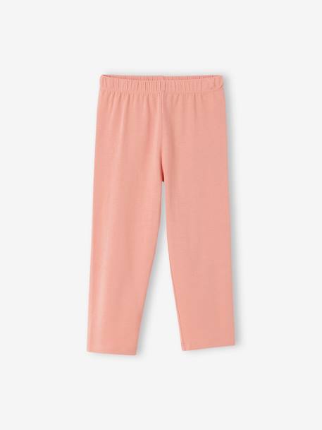 Lot de 2 leggings Basics fille mi-mollets écru+gris chiné + noir+lot corail+mauve+vert émeraude 3 - vertbaudet enfant 