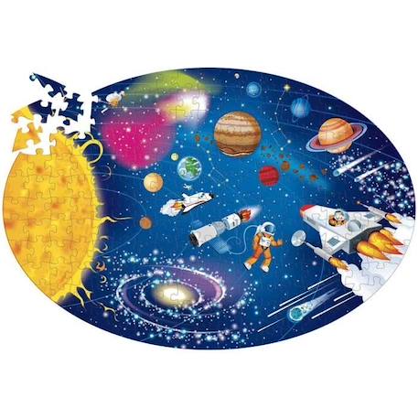 Puzzle & Livre - Voyagez, découvrez, explorez, L'Espace, le système solaire BLEU 2 - vertbaudet enfant 