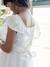Robe cérémonie fille satin de coton à volants blanc+écru+rose pâle+vert sauge 12 - vertbaudet enfant 