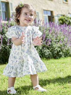 -Robe fleurie de cérémonie bébé en gaze de coton