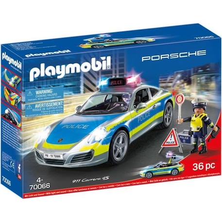 PLAYMOBIL - Porsche 911 Carrera 4S Police - 2 policiers et accessoires - Effets sonores et lumineux BLEU 1 - vertbaudet enfant 