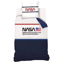 Linge de maison et décoration-Linge de lit enfant-NASA - Housse de Couette 140x200cm + 1 Taie d'Oreiller 63x63 cm - 100% Coton - Marine