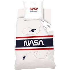 -NASA - Housse De Couette 140x200 cm + 1 Taie d'oreiller 63x63cm - Enfant-Ado - Blanc - 100% Coton