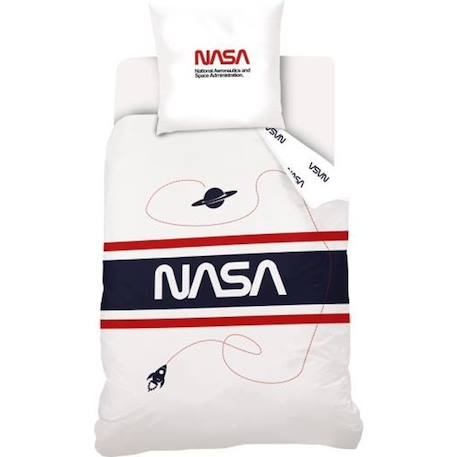 NASA - Housse De Couette 140x200 cm + 1 Taie d'oreiller 63x63cm - Enfant-Ado - Blanc - 100% Coton BLANC 1 - vertbaudet enfant 