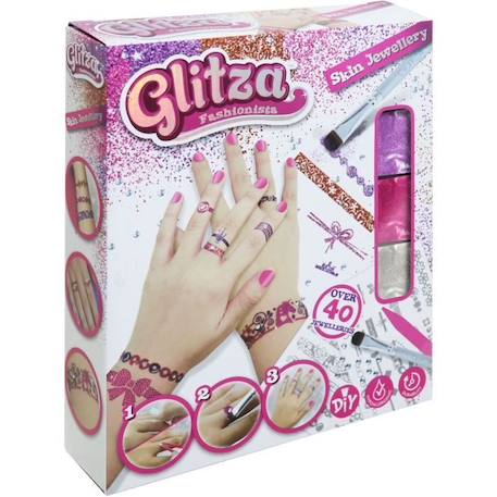 GLITZA - Coffret Skin Jewellery - Coffret pour se faire des bijoux de peau : bracelets, bagues, tatoos ROSE 1 - vertbaudet enfant 