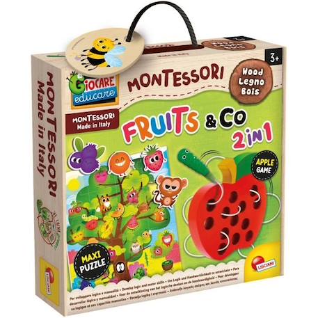 Fruit & Co 2 en 1 - jeu d'apprentissage en bois - basé sur la méthode Montessori - LISCIANI ROUGE 1 - vertbaudet enfant 