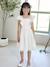 Robe cérémonie fille satin de coton à volants blanc+écru+rose pâle+vert sauge 5 - vertbaudet enfant 