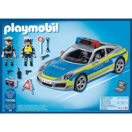 PLAYMOBIL - Porsche 911 Carrera 4S Police - 2 policiers et accessoires - Effets sonores et lumineux BLEU 2 - vertbaudet enfant 
