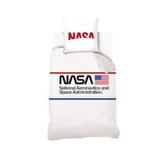 -NASA - Housse de couette 1 personne 140 x 200 cm 100% coton + taie d'oreiller 63 x 63 cm - blanc