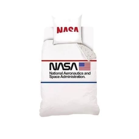 NASA - Housse de couette 1 personne 140 x 200 cm 100% coton + taie d'oreiller 63 x 63 cm - blanc BLANC 1 - vertbaudet enfant 