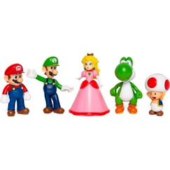 Jouet-Jeux d'imagination-Figurines, mini mondes, héros et animaux-Coffret Figurines Mario et ses Amis - JAKKS - Super Mario Mario, Luigi, Princesse Peach - 6cm