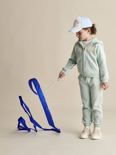Pantalon jogging en molleton fille ceinture paperbag beige chiné+marine+vert d'eau 7 - vertbaudet enfant 