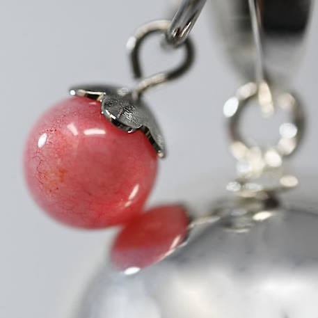 Bola de grossesse argent lisse pierre naturelle avec chaîne - Lithothérapie Quartz Rose - plaquée argent - coffret cadeau ROSE 3 - vertbaudet enfant 