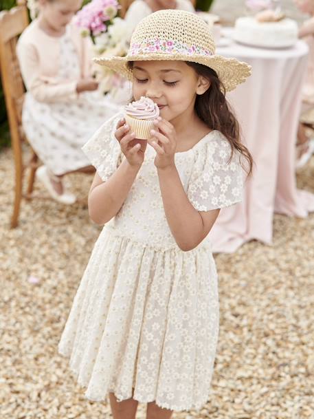 Robe cérémonie fille tulle brodé fleurs vanille 2 - vertbaudet enfant 
