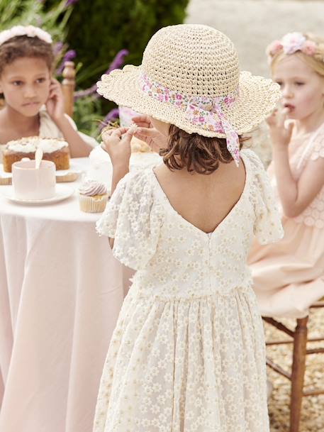 Robe cérémonie fille tulle brodé fleurs vanille 8 - vertbaudet enfant 