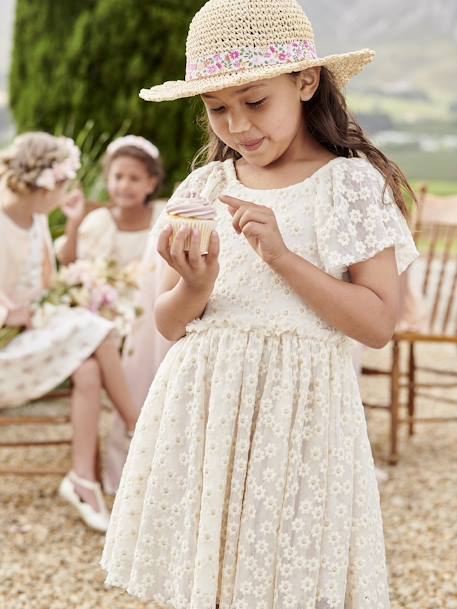 Robe cérémonie fille tulle brodé fleurs vanille 7 - vertbaudet enfant 