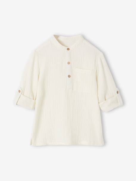 Chemise en gaze de coton personnalisable garçon manches retroussables Bleu moyen+bleu pétrole+écru+vert+vert d'eau 17 - vertbaudet enfant 