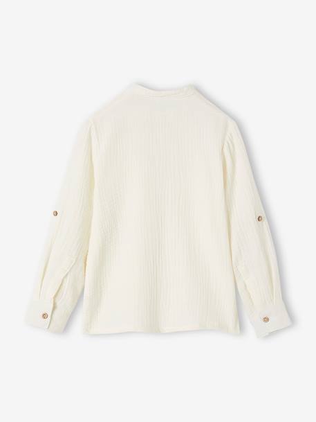 Chemise en gaze de coton personnalisable garçon manches retroussables Bleu moyen+bleu pétrole+écru+vert+vert d'eau 18 - vertbaudet enfant 